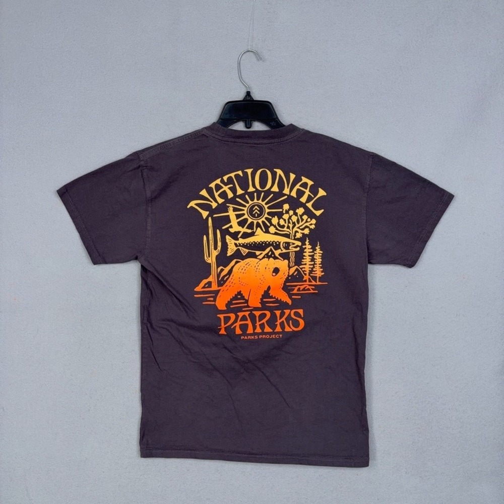 Parks Project Shirt Mens Medium Brown Graphic National Parks Bear Fish Gorpcore